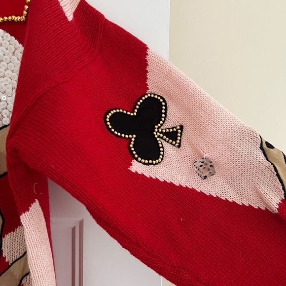 Vintage Spree Casino Sweater Womens Large Red Vegas Gambling Dice Beaded Sequins - Picture 5 of 11